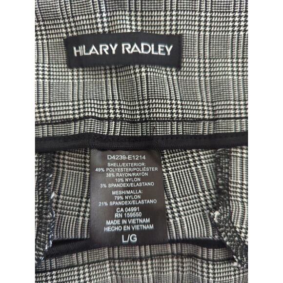Hilary Radley Women's Plaid Elastic Waist Straight Leg Pull On Pants Black White - Picture 8 of 8